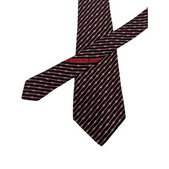 Stefano Ricci Italian Rep Tie arrow diagonal pattern red black white 100% Silk - Picture 4 of 6